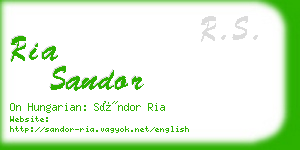 ria sandor business card